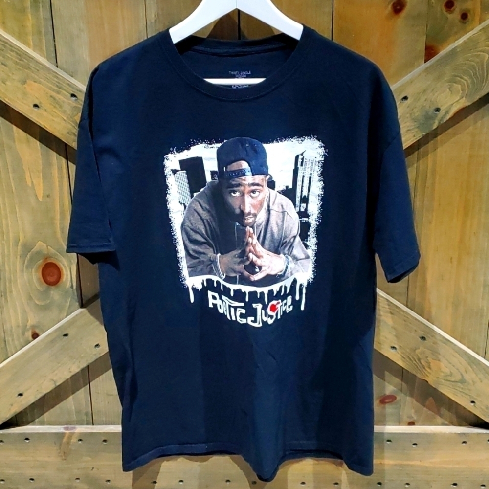 TUPAC POETIC JUSTICE BLACK GRAPHIC TEE SIZE LARGE